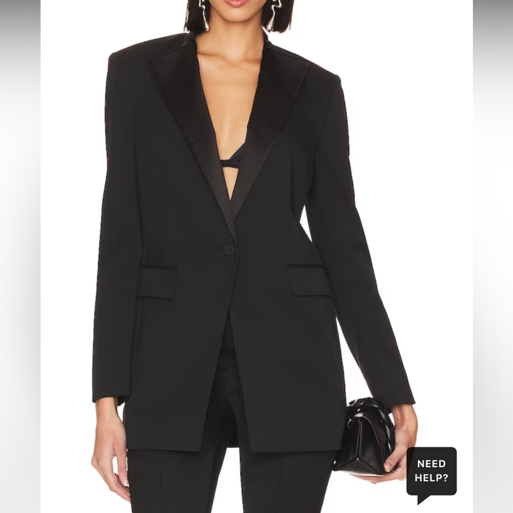 AllSaints Sofia Satin Blazer in Black Size 2
